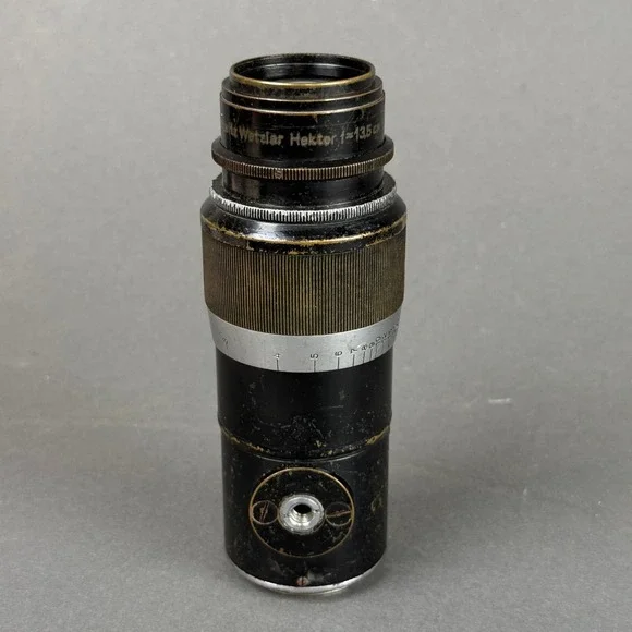 Ernst Leitz Wetzlar 1934 Hektor 13.5cm 135mm f4.5 Lens No 196367 Vintage Black