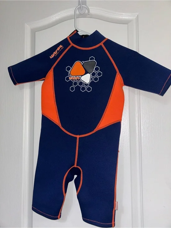 Kids Navy and Orange Short Sleeve Wetsuit - Layatone