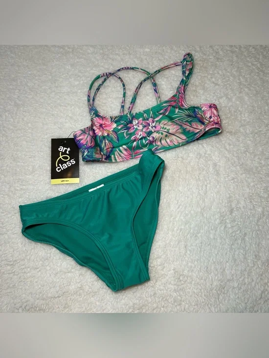 Art Class Girls Tropical Floral Bikini Set Medium NEW