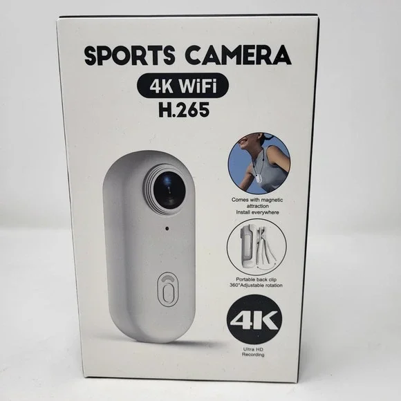 Sports Camera 4K Wifi H.265 White Waterproof‎ Shell Wide Angle Lens