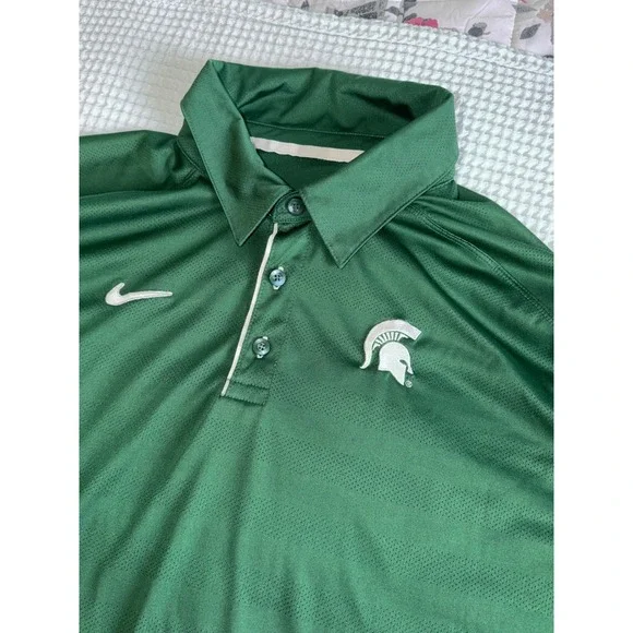 Nike Polo Shirt Mens XL Green Michigan State Spartans Elite Nike FIT S/S