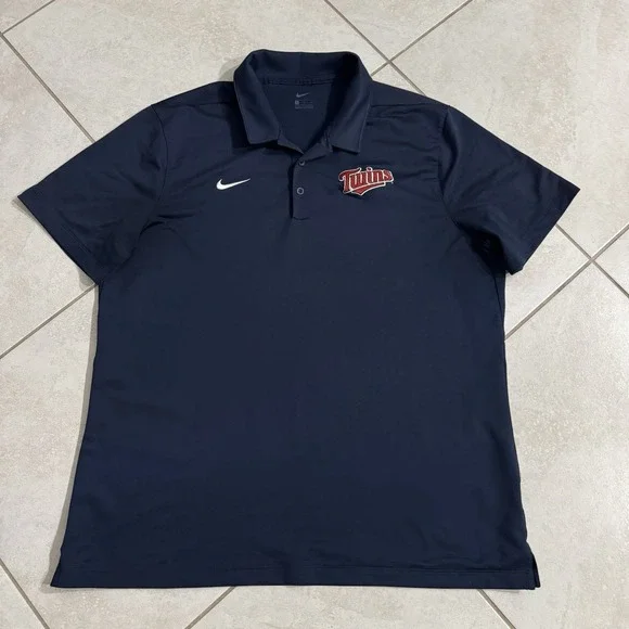 Minnesota Twins Polo Shirt Mens XL Nike Blue NFL Performance MLB‎ Stretch