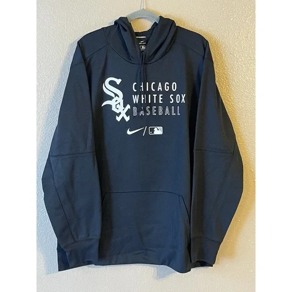 Men's 3XL NWOT Chicago White Sox Nike Logo Stack‎ Performance Hoodie Black