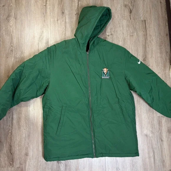 Nike Marshall University Puffer Jacket Team Issue Tennis Green Winter Insulated