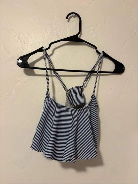 Striped Navy & White Flowy Swimsuit top