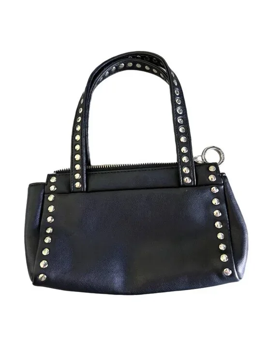 Nine West Black Studded Vegan Leather Mini Wristlet Handbag