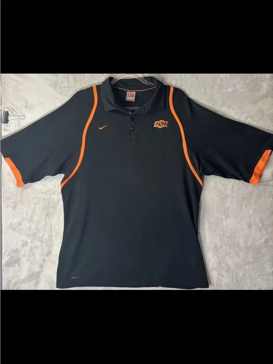 Nike Fit Dry Oklahoma State Cowboys Polo Shirt Black Orange Men’s XXL NCAA