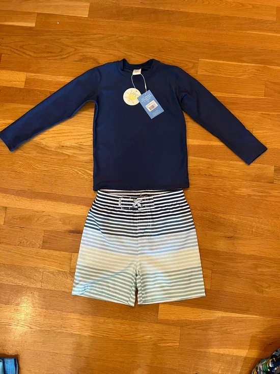 Ruffle Butts Navy Blue Long Sleeve Rash Guard
