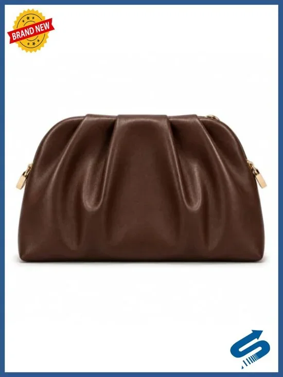 Elegant Pleated Vegan Leather Clutch Purse with Chain for Weddings & Formal