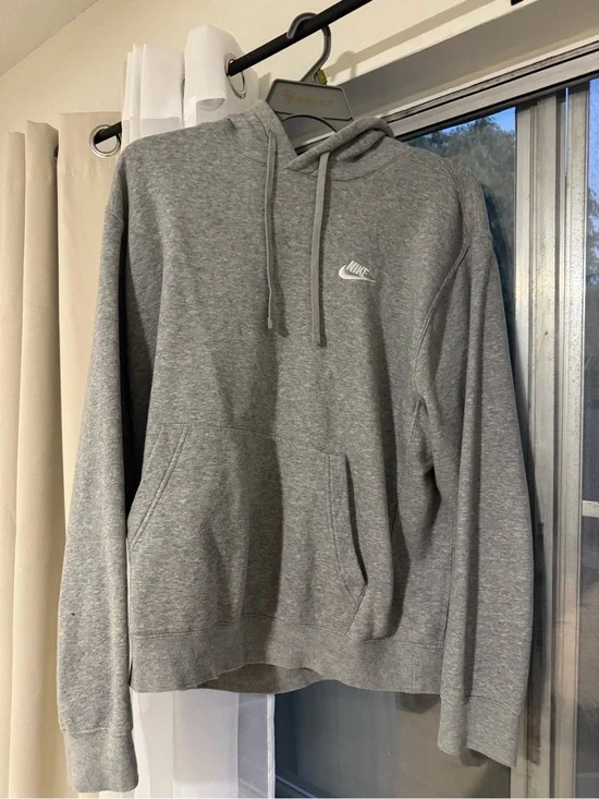 Nike Gray Heather Pullover Hoodie with Small White Swoosh