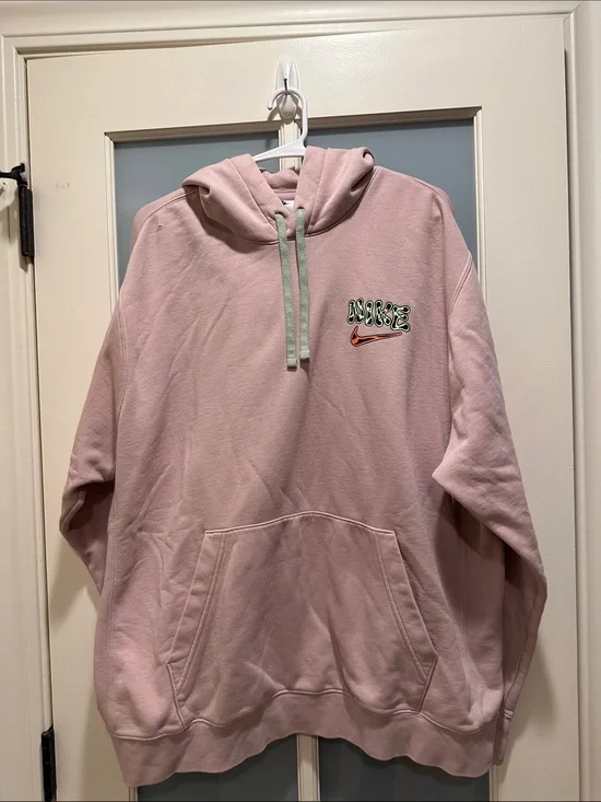 Nike Pink Hoodie with Drawstrings and Logo