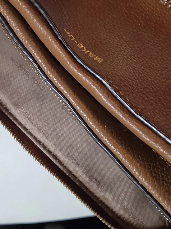 Michael Kors Brown Leather Makeup Bag
