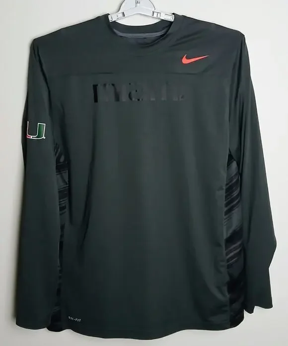 Nike Dri-FIT Miami Hurricanes Long Sleeve Performance Shirt Men’s XL Sideline