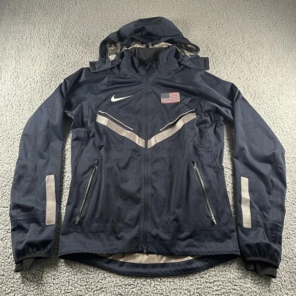 Team USA Jacket Mens Small Blue Olympic Nike Storm Fit‎ Hooded Rain Windbreaker