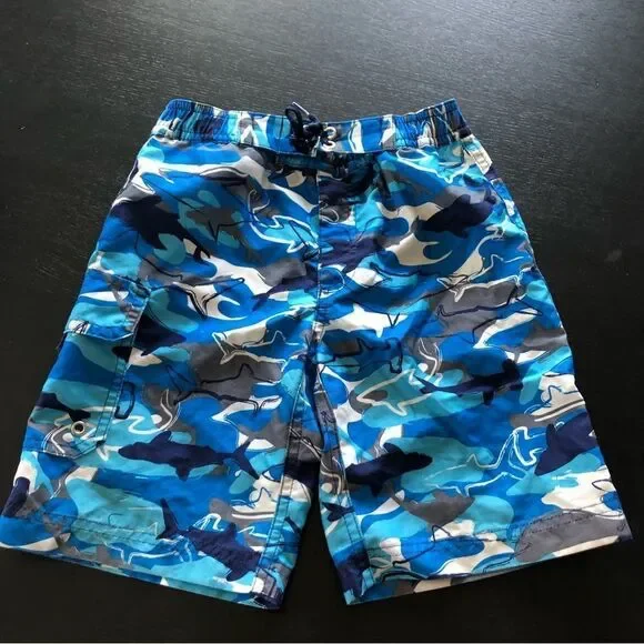 Hanna Andersson Shark‎ Swim Trunks Boys 5T Blue Swim
