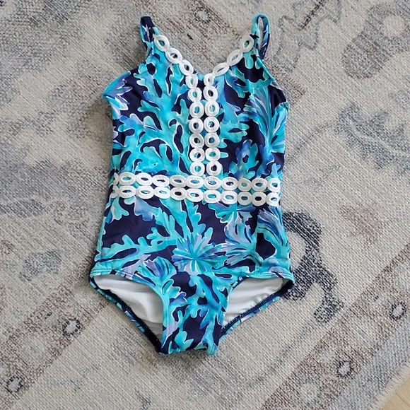 Lilly Pulitzer Girls Toddler Blue One Piece Swimsuit Sz2