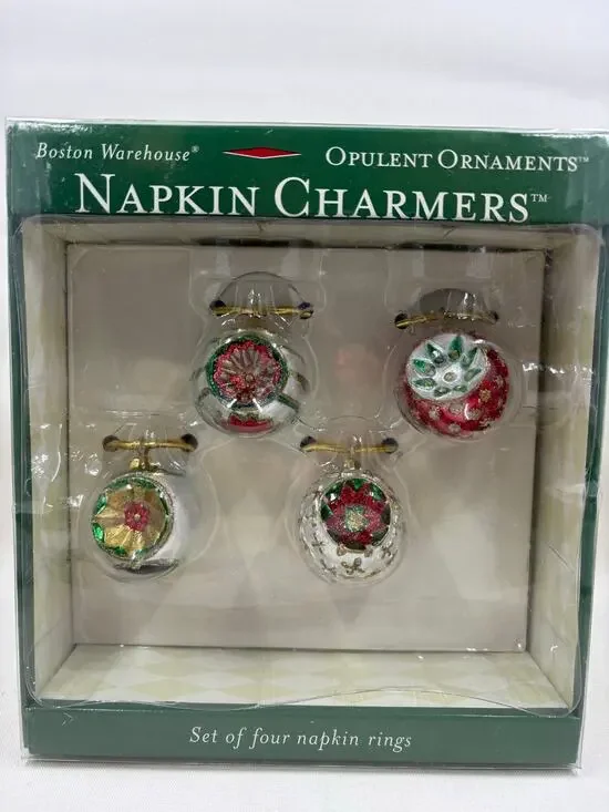 Boston Warehouse Ornament Napkin Rings- Set of Four