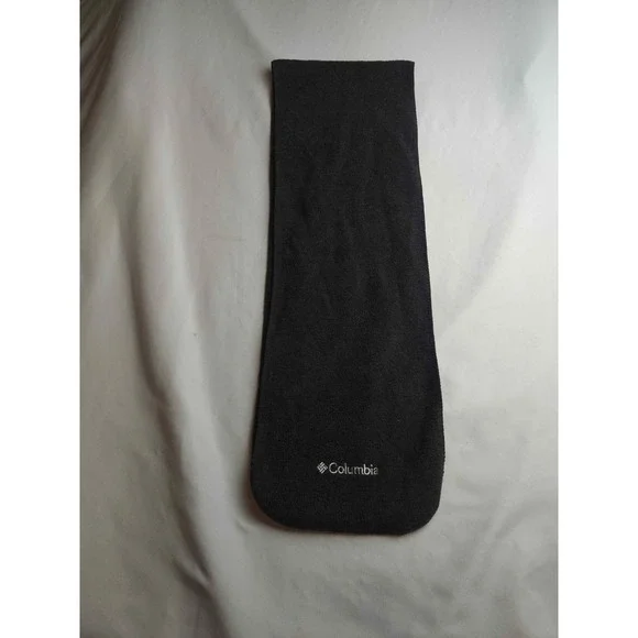 Columbia Fleece Scarf Dark Gray Black Embroidered Logo Winter Outdoor Accessory