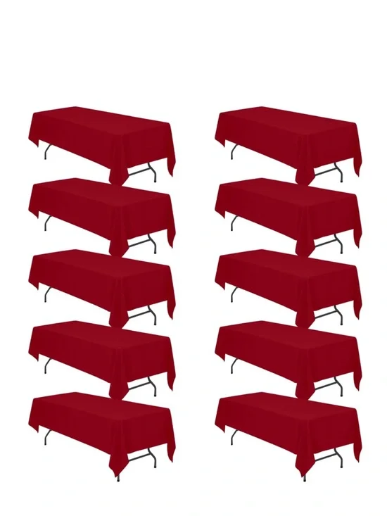 BURGUNDY Tablecloth Water Stain Wrinkle Resistant RECTANGULAR 60x126” (10-pack)