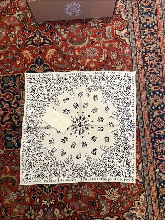 White Bandana with Black Paisley Print