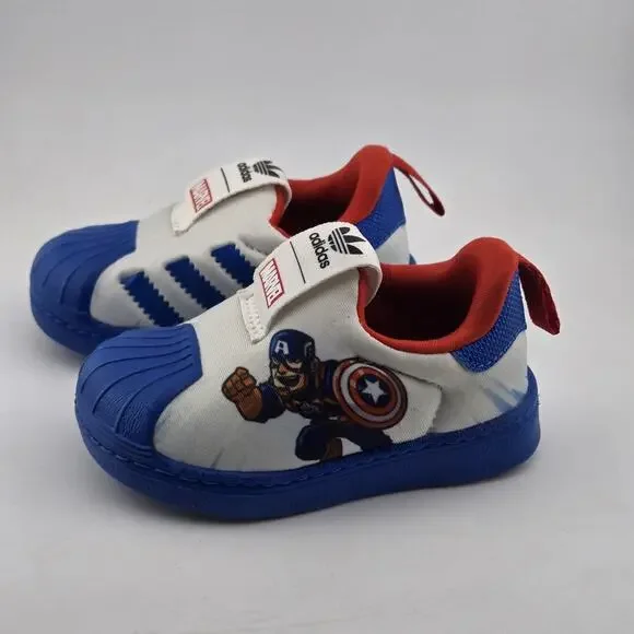 Adidas Superstar 360 Marvel Captain America Toddler Size 4K FX4882 Blue Red