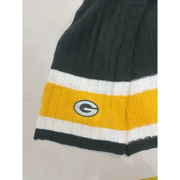 Green Bay Packers Knit Scarf Green Gold Striped Patch Football Little Earth NFL