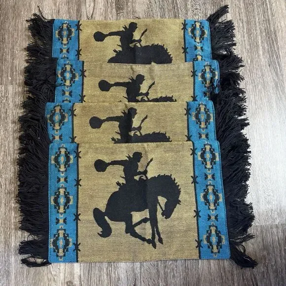 Set of 4 Western Cowboy El Paso Saddle Blanket Co. Cotton Placemats 19