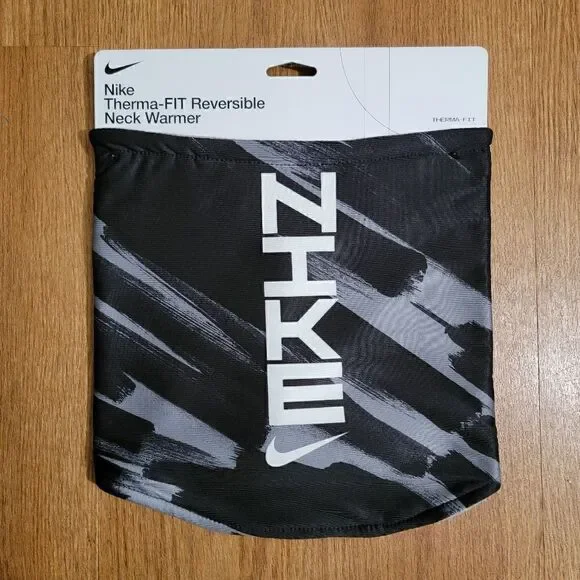 Nike Therma-FIT Reversible Scarf Neck Warmer For Running Gym Hiking Black Grey