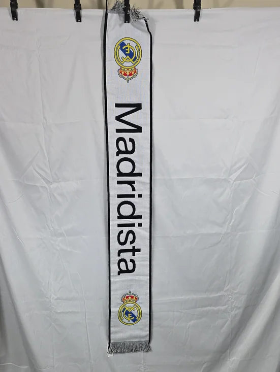 Real Madrid 'Madridista' Fan Scarf - White with Black Trim 60 Inches (M73)