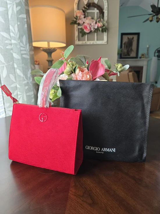 Giorgio Armani Red Premium Pouch - Cosmetic Bag - Clutch NWT