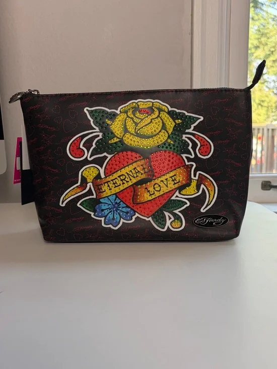 NWT Ed Hardy Bedazzled Cosmetic Pouch