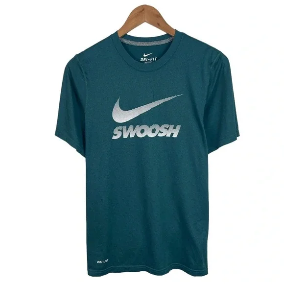 TS531 Mens Nike Dri Fit SWOOSH Brand Spell Out Performance Gym Shirt S