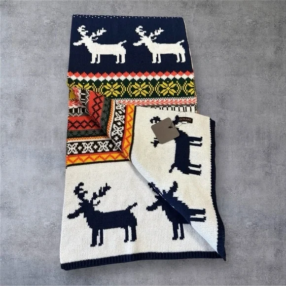 Lovarzi Winter Reindeer Fair Isle Knitted Scarf - NWT