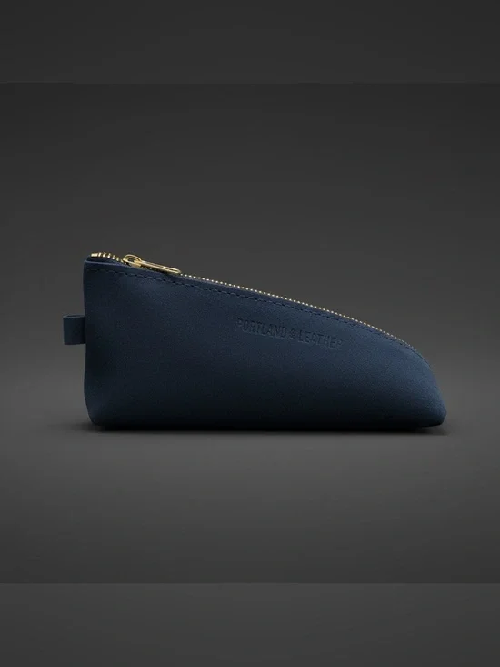 New Portland Leather Deep Water Alpine  Navy Leather Zip Pouch