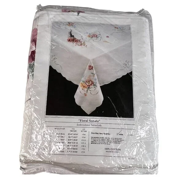 New Floral‎ Sonata Embroidered Tablecloth Oval Oblong 68”x84