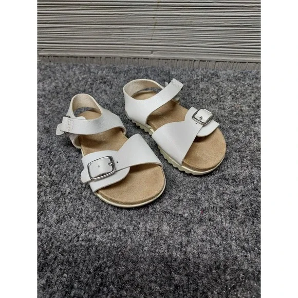 Cat & Jack Toddler Sandals 5 White Adjustable Buckle Strap Open Toe Outdoor
