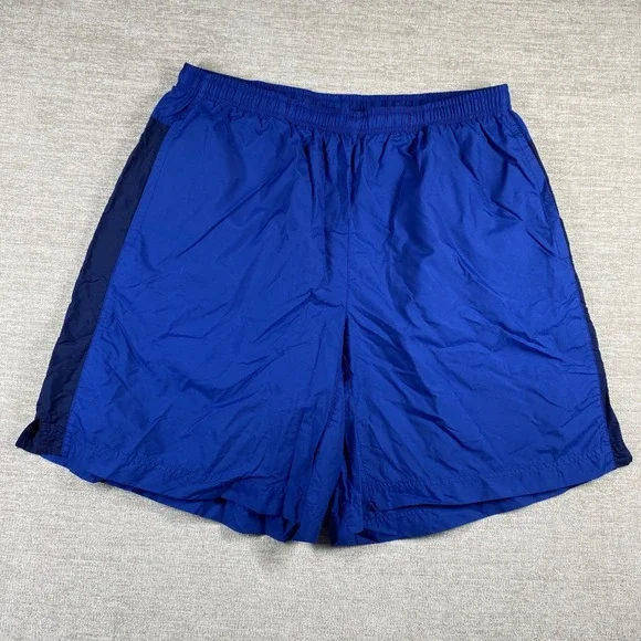 Nike Swoosh Logo Athletic Shorts Mens XXL Blue Elastic Waist Drawstring