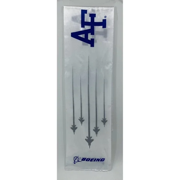 Boeing AF Air Force Scarf Table Runner Jets Formation White‎ Satiny Polyester