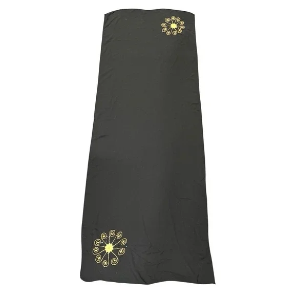 Black Sheer Satin‎ Chiffon Scarf Wrap Shawl Gold Floral Embroidered Sequin Event