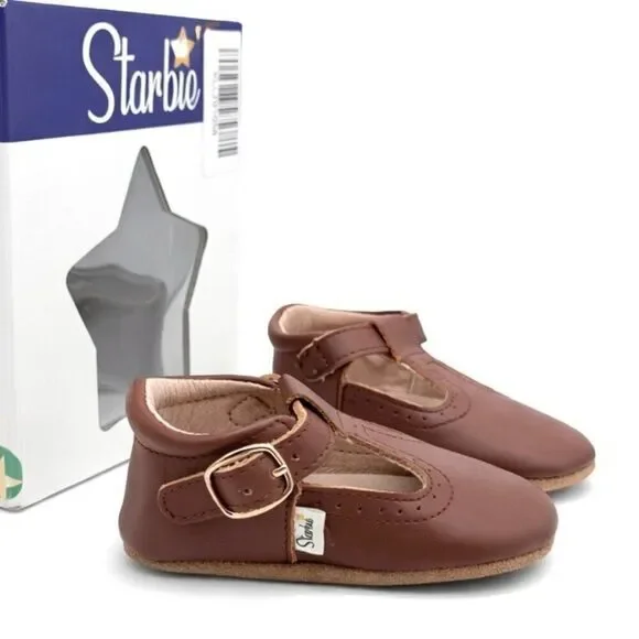 Starbie Genuine Leather Mary Jane T-Bar Shoes Soft Sole Baby Girl  4 (12-18M)