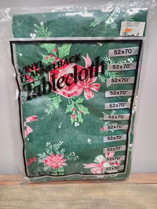Vintage Vinyl Flannel Back Tablecloth Christmas 52