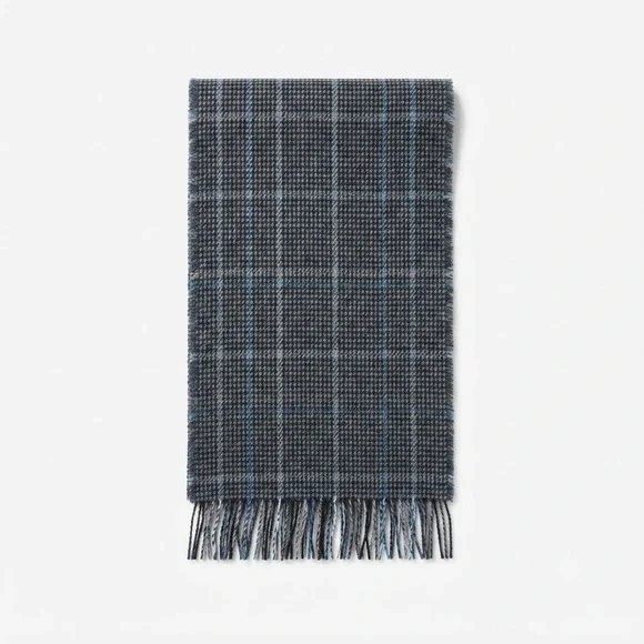 Harris Tweed Wool Scarf Blue Gray Plaid Hand Woven Scotland 57x10