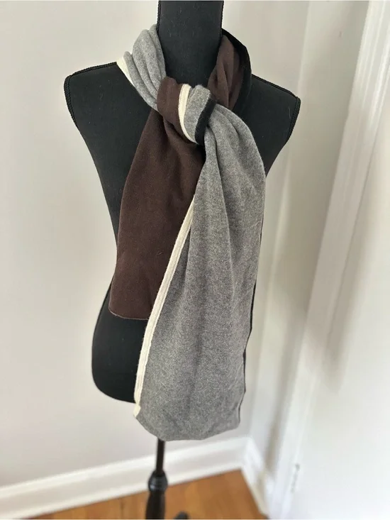 Echo Design Wool/ Cashmere Blend Gray/ Brown Double Sided Mens Winter scarf.