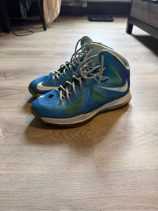 Nike LeBron 10 ‘Blue Diamond’ Teal and Blue High-Top Basketball Shoes
