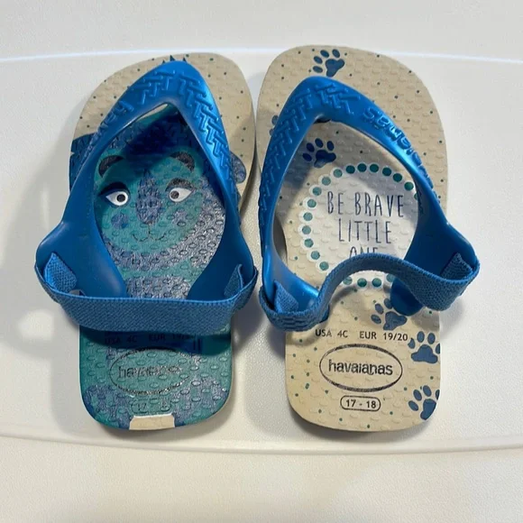 Havaianas flip flop sandals blue lion size 4 baby infant