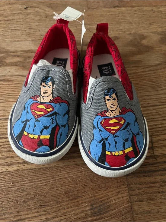 GAP Kids Superman Slip-On Sneakers in Gray & Red