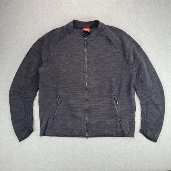 Nike Tech Knit Bomber Jacket Mens Large Black Full Zip 832178-010