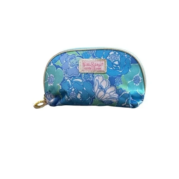 Lilly Pulitzer‎ Cosmetic Bag Womens OS Blue Green Floral Good Makeup Pouch