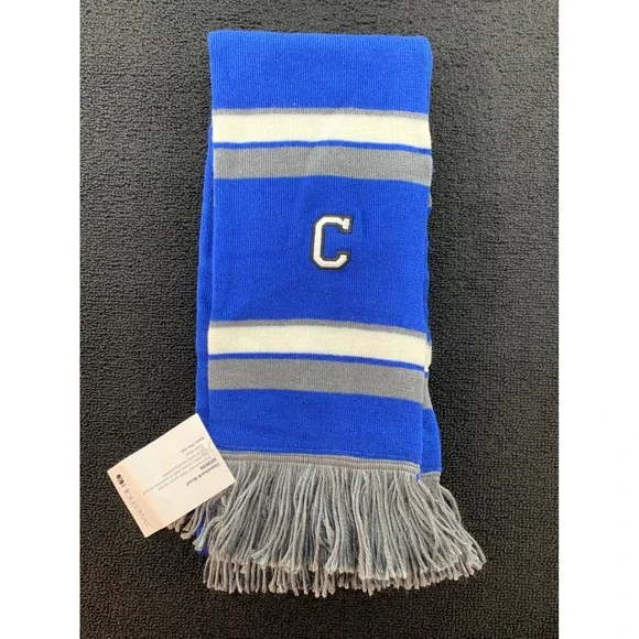 Holloway‎ Men's Royal Blue Gray White C Letter Rib Knit Tassel Scarf One Size