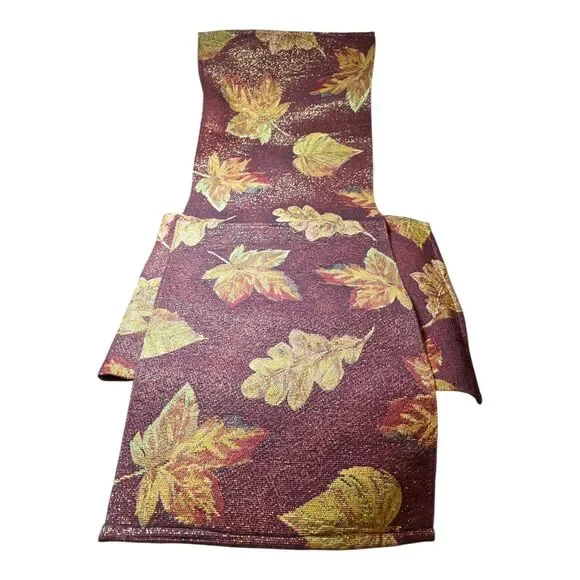 2 Woven Tapestry Autumn Leaves Runners 36
